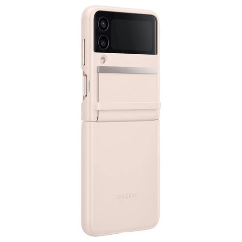 Samsung Galaxy Z Flip4 SM-F721B, Plastový zadný kryt, kožený chrbát, ružový, výrobné