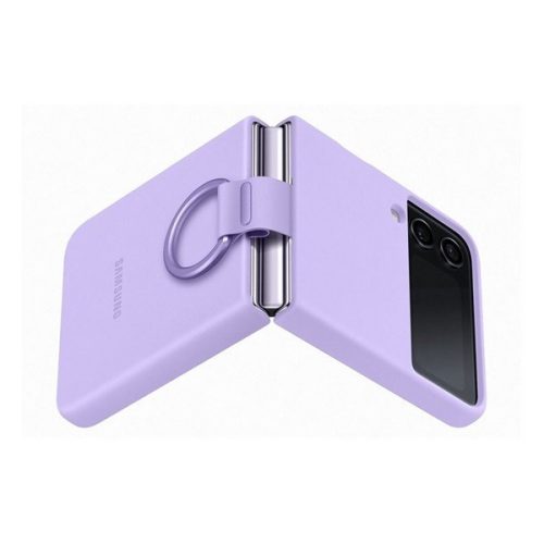 Samsung Galaxy Z Flip4 SM-F721B, silikónové puzdro so zabudovaným rámčekom, fialové, továrenské