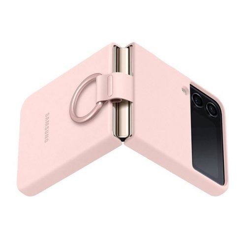 Samsung Galaxy Z Flip4 SM-F721B, Silikónové puzdro s telefónnym krúžkom, ružové, továrenské