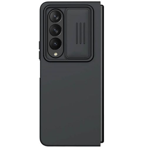 Samsung Galaxy Z Fold4 5G SM-F936B, silikónové puzdro, stredne odolné proti nárazu, ochrana fotoaparátu, Nillkin CamShield Silky, čierna