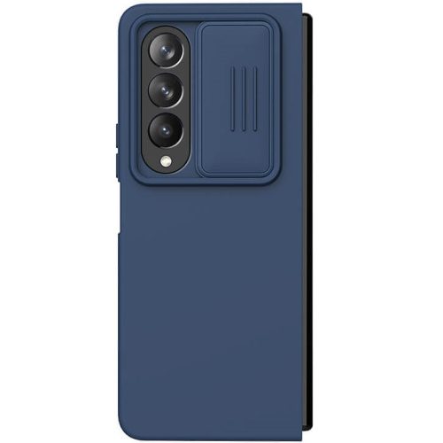 Samsung Galaxy Z Fold4 5G SM-F936B, silikónové puzdro, stredne odolné proti nárazu, ochrana fotoaparátu, Nillkin CamShield Silky, modré