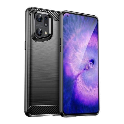 Oppo Find X5 Pro, silikónové puzdro, stredne odolné proti nárazu, vzor brúsený karbón, čierne