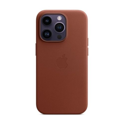 Apple iPhone 14 Pro, plastový zadný kryt, pravá koža, kompatibilný s Magsafe, hnedý, továrenské prevedenie