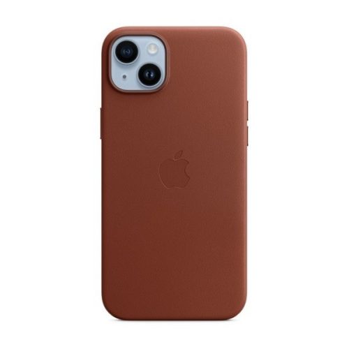 Apple iPhone 14 Plus, plastový zadný kryt, pravá koža, kompatibilný s Magsafe, hnedý, továrenské prevedenie