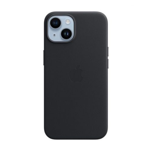 Apple iPhone 14, plastový zadný kryt, pravá koža, kompatibilný s Magsafe, čierny, továrenské prevedenie