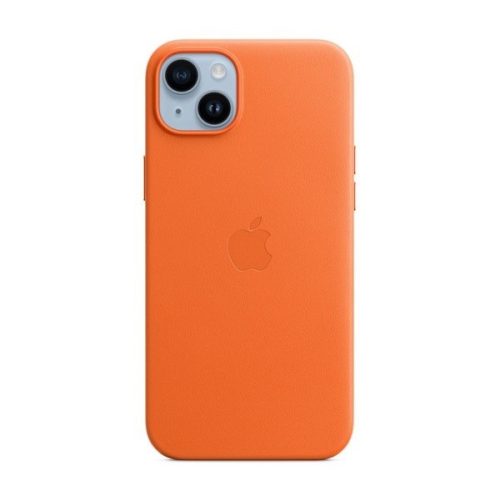 Apple iPhone 14 Plus, plastový zadný kryt, pravá koža, kompatibilný s Magsafe, oranžový, továrenské