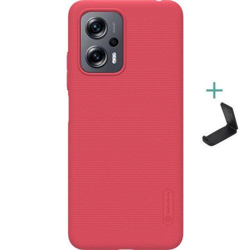 Xiaomi Redmi Note 11T Pro / Note 11T Pro Plus / Poco X4 GT, Plastový zadný kryt, stojan, Nillkin Super Frosted, červená