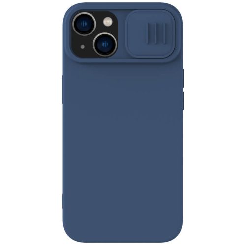 Apple iPhone 14 Plus, silikónové puzdro, stredne odolné proti nárazu, ochrana fotoaparátu, kompatibilné s nabíjačkou Magsafe, Nillkin CamShield Silky Magnetic, modré