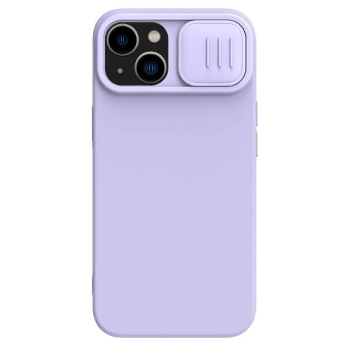 Apple iPhone 14, silikónové puzdro, stredne odolné proti nárazu, ochrana fotoaparátu, Nillkin CamShield Silky, fialová