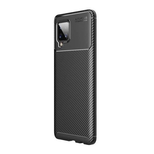 Samsung Galaxy A42 5G / M42 5G SM-A426B / M426B, silikónové puzdro, stredne odolné proti nárazu, päta so vzduchovým vankúšom, karbónový vzor, čierne