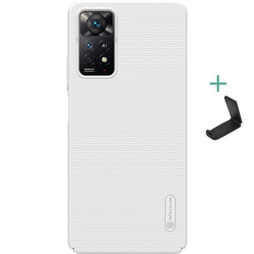 Xiaomi Redmi Note 11 Pro / Note 11 Pro 5G / Note 11E Pro / Note 12 Pro 4G, Plastový zadný kryt so stojanom, Nillkin Super Frosted, biely