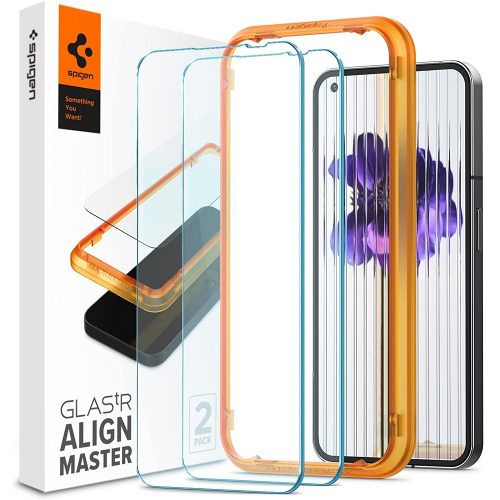 Nothing Phone 1, Screen Protector, Impact Resistant Film (also on curved part!), Tempered Glass, Full Cover, Spigen Glastr Alignmaster, Clear - 2 ks / balenie