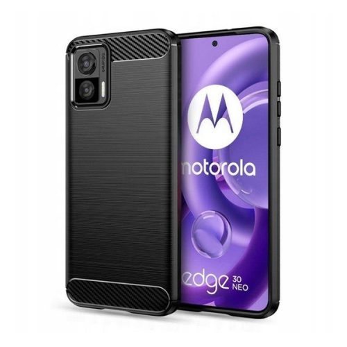 Motorola Edge 30 Neo, silikónové puzdro, stredne odolné voči nárazom, vzor brúsený karbón, čierne