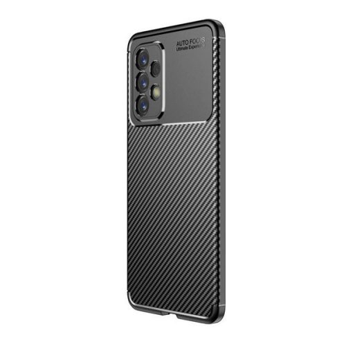 Samsung Galaxy A53 5G SM-A536U, silikónové puzdro, stredne odolné proti nárazu, päta s kapucňou, karbónový vzor, čierne
