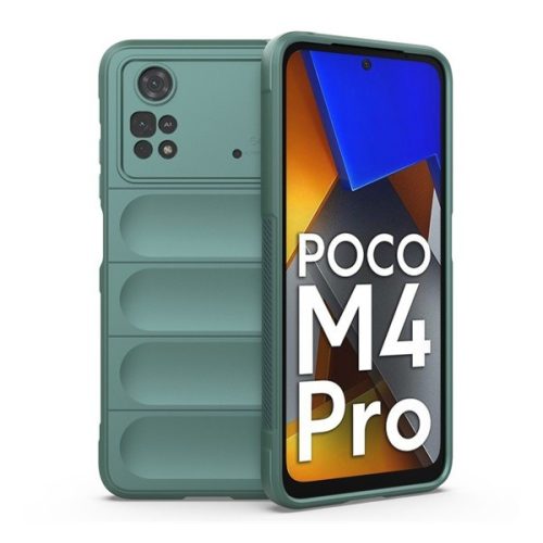 Xiaomi Poco M4 Pro 4G, silikónové puzdro, stredne odolné proti nárazu, 3D vzor, tmavozelené