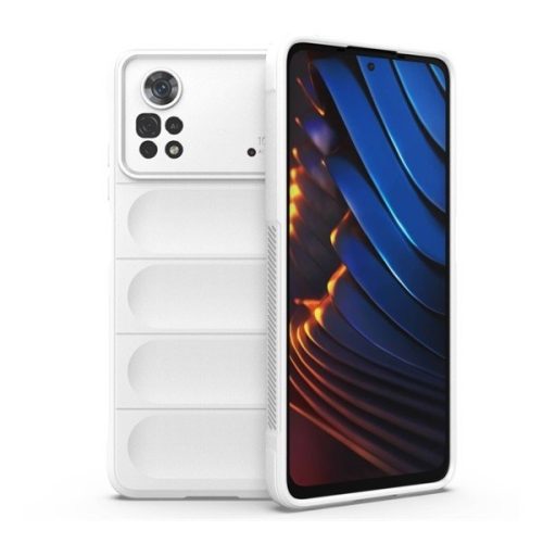 Xiaomi Poco X4 Pro 5G, silikónové puzdro, stredne odolné voči nárazom, 3D vzor, biele