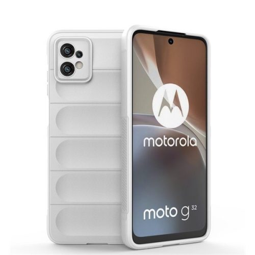 Motorola Moto G32, silikónové puzdro, stredne odolné proti nárazu, 3D vzor, biele