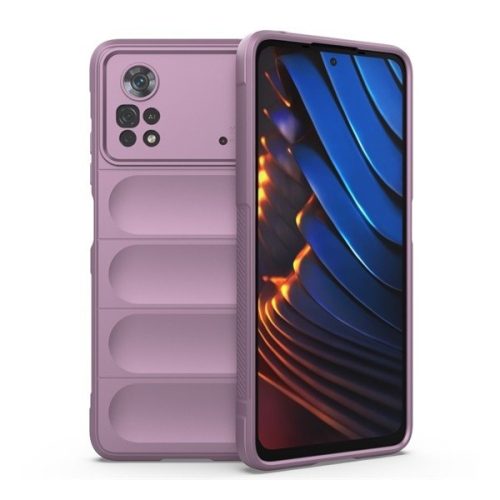 Xiaomi Poco X4 Pro 5G, silikónové puzdro, stredne odolné voči nárazom, 3D vzor, fialová