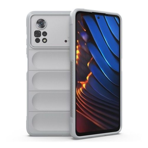 Xiaomi Poco X4 Pro 5G, silikónové puzdro, stredne odolné voči nárazom, 3D vzor, svetlo sivá