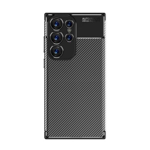 Samsung Galaxy S23 Ultra SM-S918, silikónové puzdro, stredne odolné proti nárazu, bublinková päta, karbónový vzor, čierne