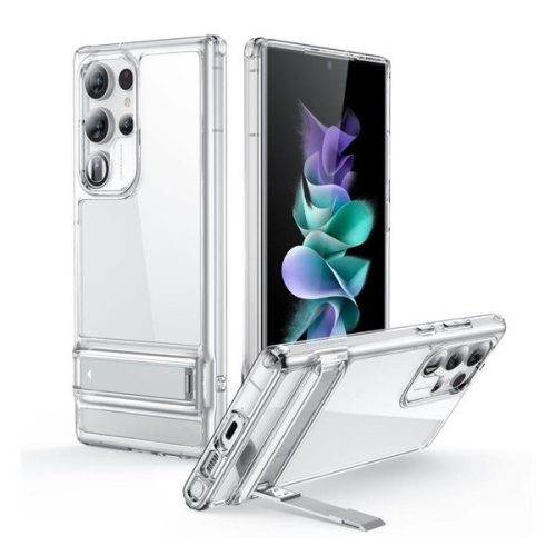 Samsung Galaxy S23 Ultra SM-S918, silikónové puzdro so vzduchovým vankúšom na päte, s podporou, ESR Air Shield Boost, transparentné