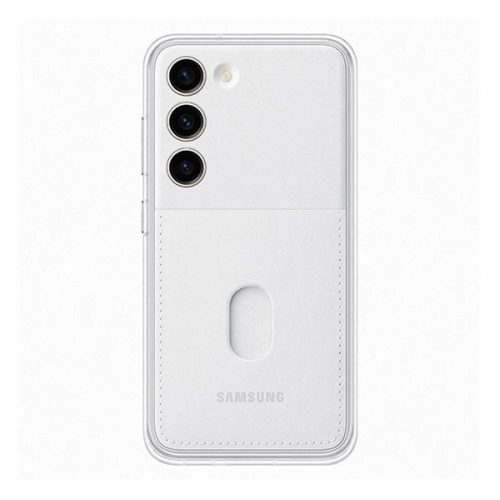 Samsung Galaxy S23 SM-S911, Plastový zadný kryt, odnímateľný zadný kryt s držiakom kariet, Frame Cover, biely, továrenský