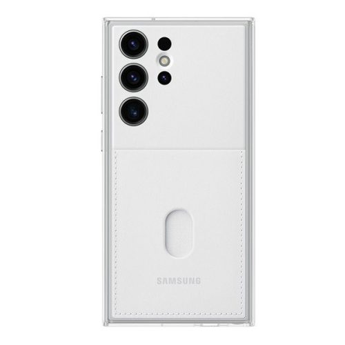 Samsung Galaxy S23 Ultra SM-S918, Plastový zadný kryt, odnímateľný zadný kryt s držiakom kariet, Frame Cover, biely, továrenský