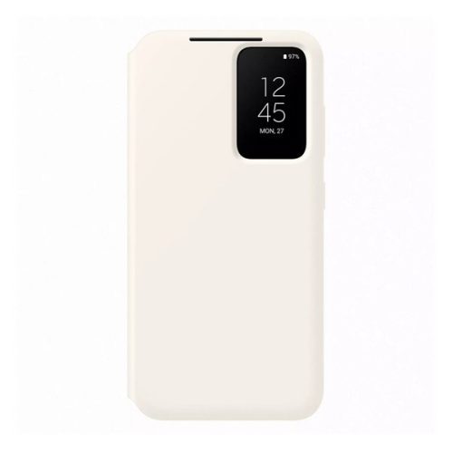 Samsung Galaxy S23 SM-S911, Bočné otváracie puzdro s indikátorom hovoru a držiakom karty, Smart View Wallet, krémové, továrenské