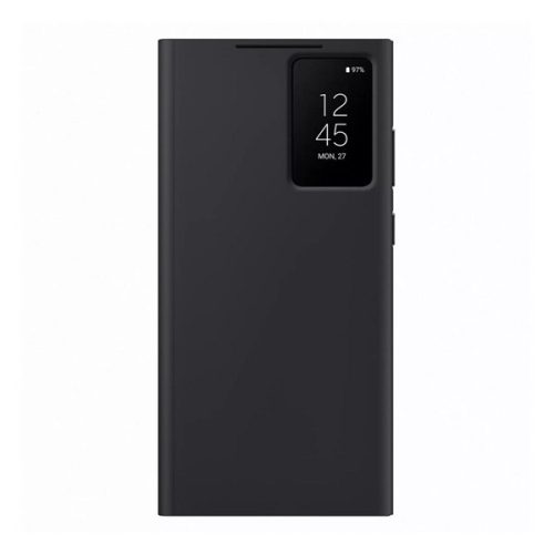 Samsung Galaxy S23 Ultra SM-S918, puzdro s bočným otváraním a indikátorom volania, držiak na karty, Smart View Wallet, čierne, továrenské
