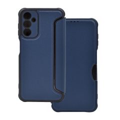   Samsung Galaxy A14 4G / A14 5G SM-A145F / A146B, Puzdro s bočným otváraním, roh Hover, kožený efekt, karbónový vzor, Razor Book, modré