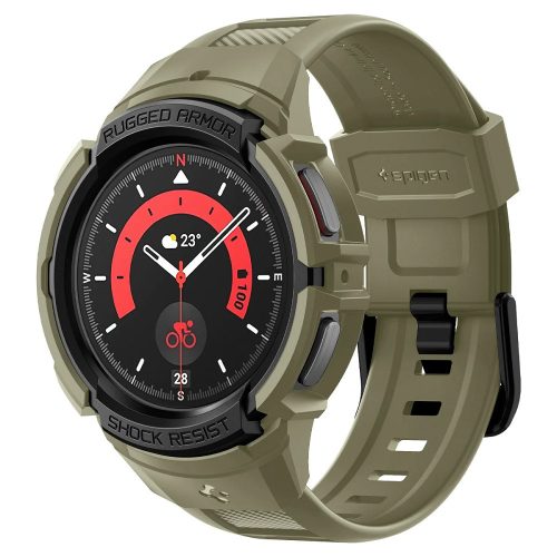 Samsung Galaxy Watch 5 Pro SM-R925F, silikónové nárazuvzdorné ochranné puzdro s remienkom, Spigen Rugged Armor Pro, zelené