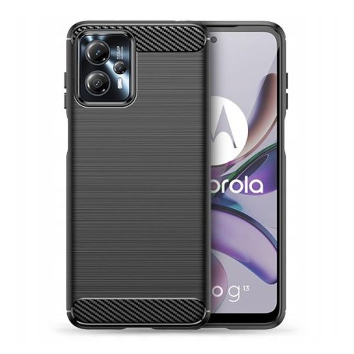 Motorola Moto G13 / G23, silikónové puzdro, stredne odolné proti nárazu, brúsené, karbónový vzor, čierne