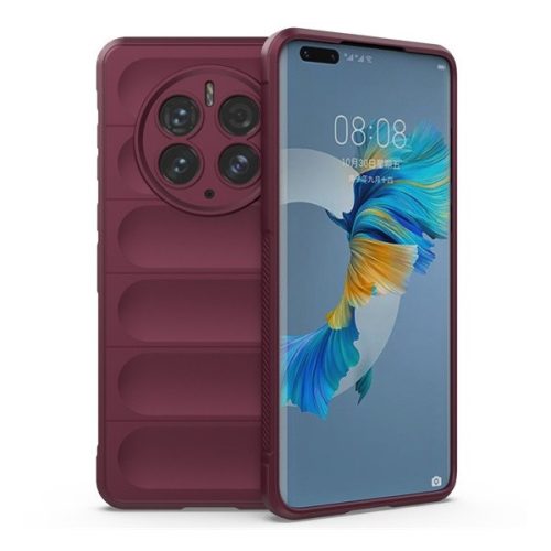 Huawei Mate 50 Pro, silikónové puzdro, stredne odolné proti nárazu, 3D vzor, bordové