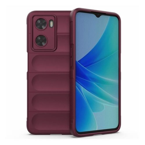 Oppo A57 5G / A77 5G, silikónové puzdro, stredne odolné proti nárazu, 3D vzor, bordová farba