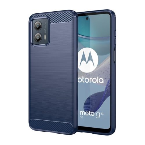 Motorola Moto G53, silikónové puzdro, stredne odolné proti nárazu, brúsené, karbónový vzor, tmavomodré