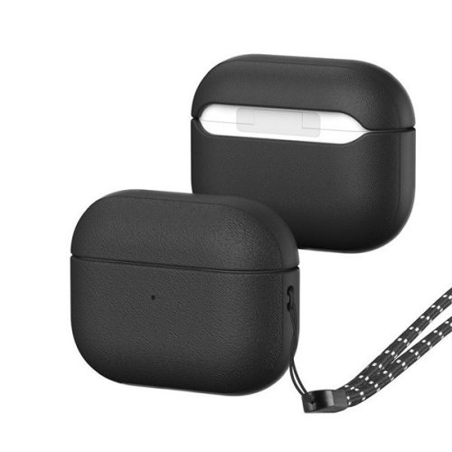Nabíjací držiak na slúchadlá Bluetooth, silikónový, remienok na zápästie, kompatibilný s Apple AirPods Pro / AirPods Pro 2, Dux Ducis Plen, čierny