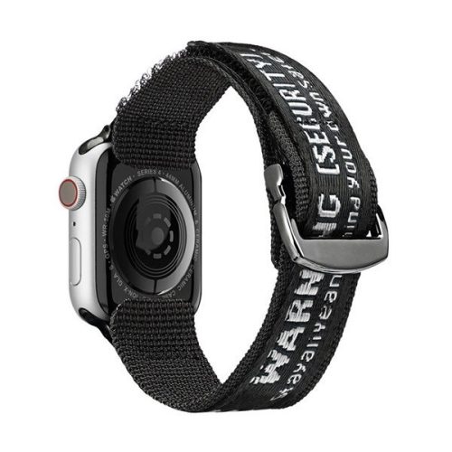 Apple Watch 1-6, SE (42 / 44 mm) / Watch 7-8 (45 mm) / Watch Ultra (49 mm), textilný remienok, zapínanie na suchý zips, nastaviteľný, priedušný, s nápisom, Dux Ducis Outdoor, čierna/sivá