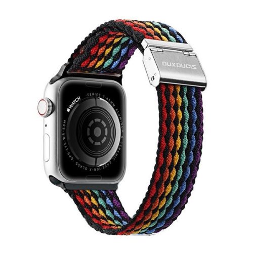 Apple Watch 1-6, SE, SE (2022) (38 / 40 mm) / Watch 7-8 (41 mm), textilný remienok, nastaviteľný, tmavý pruhovaný vzor, Dux Ducis Mixture, vzorovaný