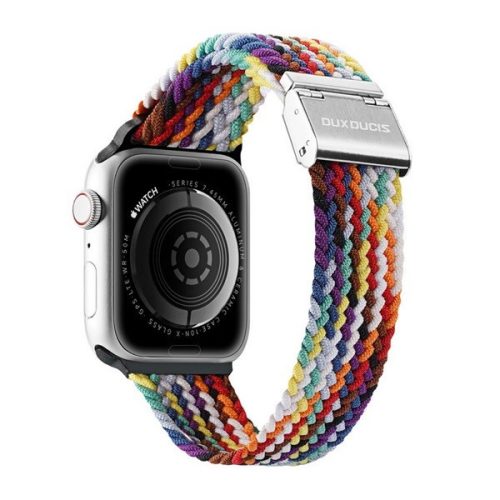 Apple Watch 1-6, SE, SE (2022) (38 / 40 mm) / Watch 7-8 (41 mm), textilný remienok, nastaviteľný, dúhový vzor, Dux Ducis Mixture, vzorovaný