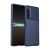 Sony Xperia 5 IV, silikónové puzdro, stredne odolné proti nárazu, vypuklý pruhovaný vzor, tmavomodré