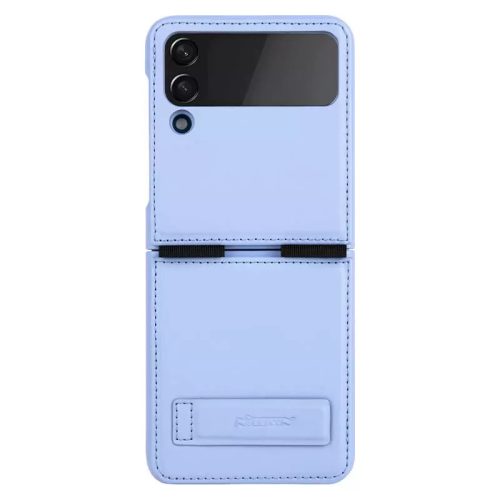 Samsung Galaxy Z Flip4 SM-F721B, plastový zadný kryt, zadný kryt s koženým efektom a stojanom, Nillkin Qin Vegan, fialový