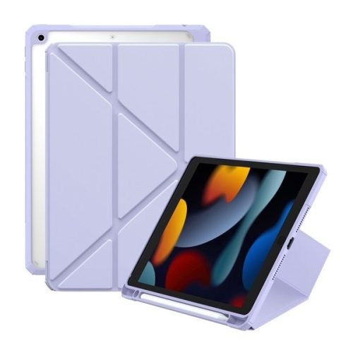 Apple iPad 10.2 (2019 / 2020 / 2021), puzdro, držiak na ceruzku Apple Pencil, Origami Smart Case, Baseus Minimalist, fialové