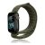 Apple Watch 1-6, SE, SE (2022) (38 / 40 mm) / Watch 7-8 (41 mm), textilný remienok, nylon, suchý zips, nastaviteľný, priedušný, tmavozelený