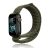 Apple Watch 1-6, SE, SE (2022) (42 / 44 mm) / Watch 7-8 (45 mm) / Watch Ultra (49 mm), textilný remienok, nylon, suchý zips, nastaviteľný, priedušný, tmavozelený