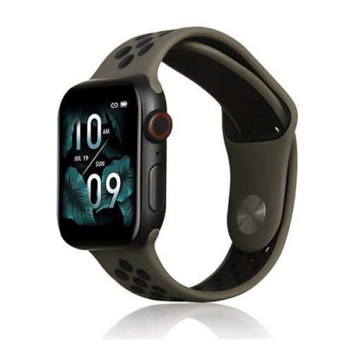 Apple Watch 1-6, SE, SE (2022) (42 / 44 mm) / Watch 7-9 (45 mm) / Watch Ultra (49 mm), silikónový remienok, nastaviteľný, s otvormi, hnedý/čierny