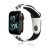 Apple Watch 1-6, SE, SE (2022) (42 / 44 mm) / Watch 7-9 (45 mm) / Watch Ultra (49 mm), silikónový remienok, nastaviteľný, s otvormi, biely/čierny