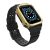 Apple Watch 1-6, SE, SE (2022) (38/40 mm) / Watch 7-9 (41 mm), Silikónové ochranné puzdro, stredne odolné proti nárazu, s nastaviteľným remienkom, dvojfarebné, čierne/zlaté
