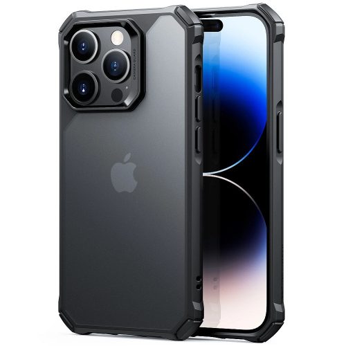 Apple iPhone 14 Pro, silikónové puzdro, plastová zadná strana, päta so vzduchovým vankúšom, odolné proti strednému nárazu, ESR Air Armor, priesvitné/čierne