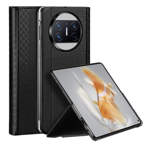 Huawei Mate X3, bočné otváracie puzdro, kožený chrbát, stojan, Dux Ducis Bril, čierna