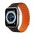 Apple Watch 1-6, SE, SE (2022) (42 / 44 mm) / Watch 7-8 (45 mm) / Watch Ultra (49 mm), silikónový remienok, magnetické zapínanie, dvojfarebný, 3D vzor, Dux Ducis LD, čierna/oranžová